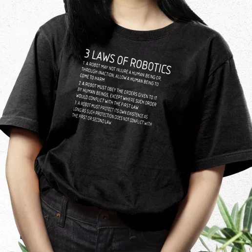 Aesthetic T Shirt Three Laws Of Robotics 1