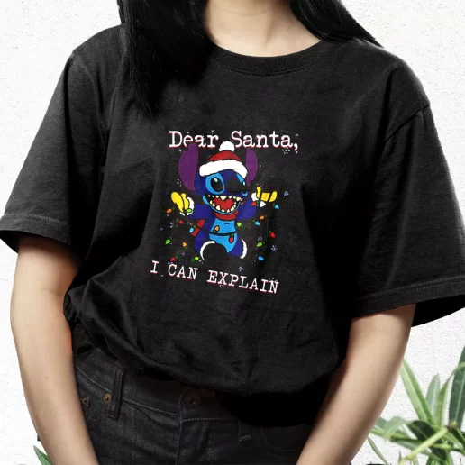 Aesthetic T Shirt ilo and Stitch Christmas Dear Santa I Can Explain Xmas Streetwear Outfits 1