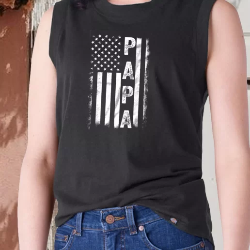 Aesthetic Tank Top American Flag Us Papa Dad Gift Ideas 1