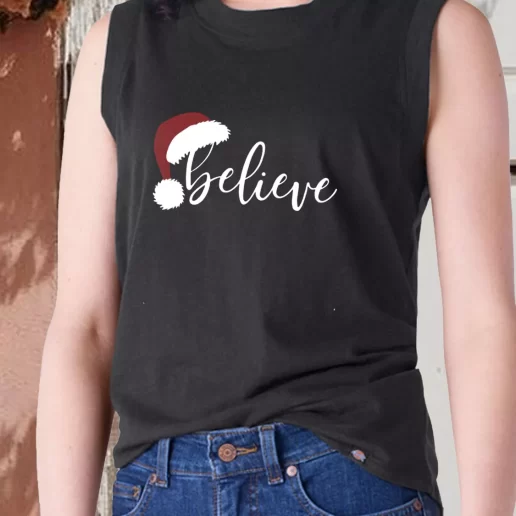 Aesthetic Tank Top Believe Santa Hat X Mas Gifts 1