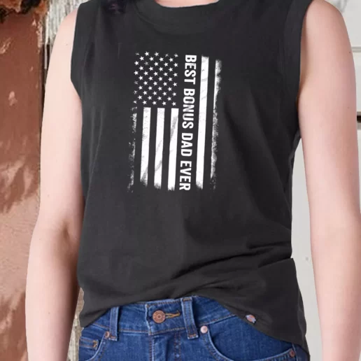 Aesthetic Tank Top Best Bonus Dad Ever American Flag Dad Gift Ideas 1