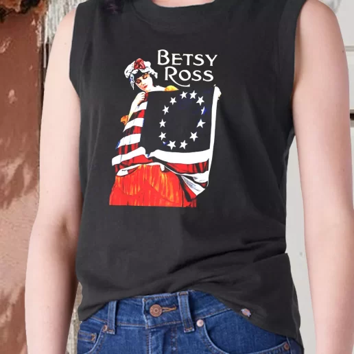 Aesthetic Tank Top Betsy Ross American Flag 1776 Art Combat Veterans Day 1