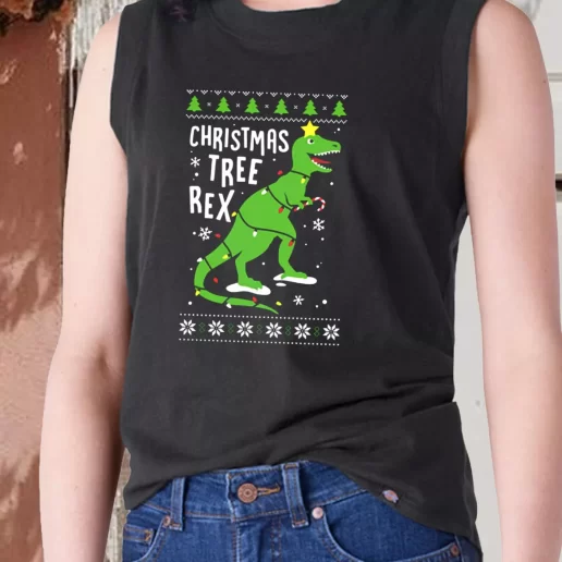 Aesthetic Tank Top Funny Christmas Tree Rex T Rex X Mas Gifts 1