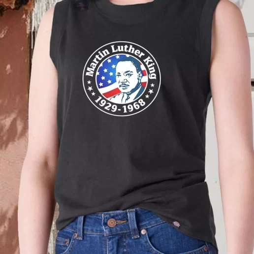 Aesthetic Tank Top Martin Luther King Jr American Flag Motivational 1