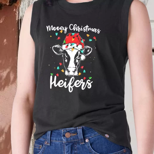 Aesthetic Tank Top Mooey Christmas Heifers Santa Xmas Lights Cow X Mas Gifts 1