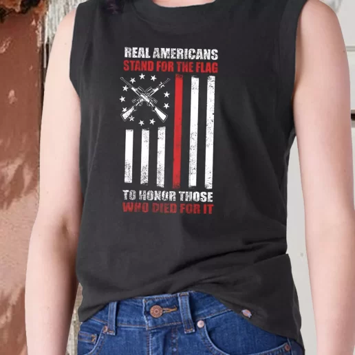 Aesthetic Tank Top Real Americans Stand for the Flag Combat Veterans Day 1