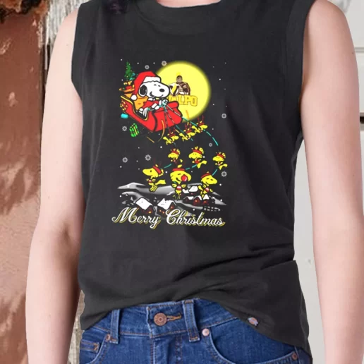 Aesthetic Tank Top Santa Claus With Sleigh And Snoopy X Mas Gifts 1