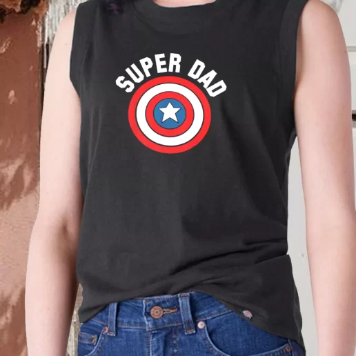 Aesthetic Tank Top Super Dad Captain America Shield Dad Gift Ideas 1