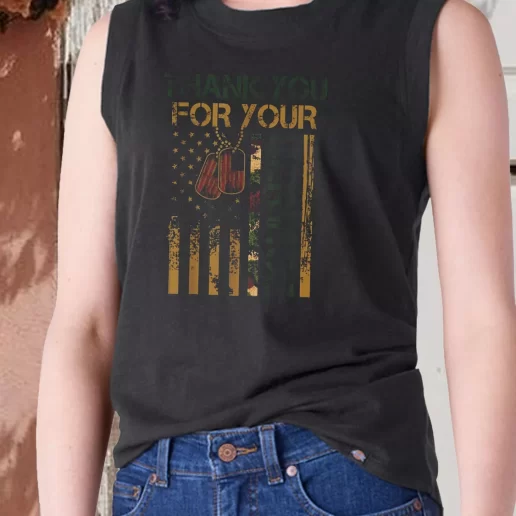 Aesthetic Tank Top Thank You for your Service US Combat Veterans Day 1