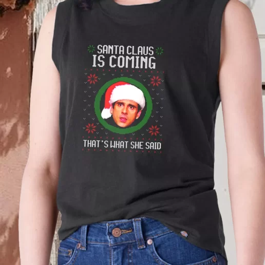 Aesthetic Tank Top The Office Santa Is Coming X Mas Gifts 1