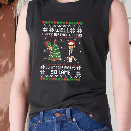 Aesthetic Tank Top The Office Well Happy Birthday Jesus X Mas Gifts 1