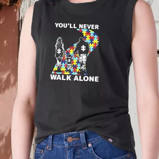 Aesthetic Tank Top Youll Never Walk Alone Autism Awareness Dad Gift Ideas 1