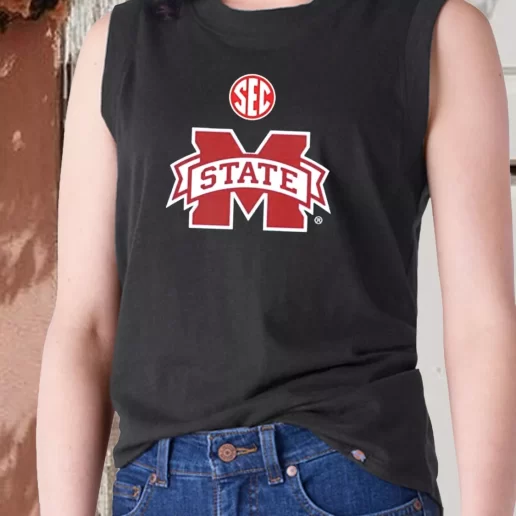 Aesthetic Tank Top mike leach wearing sec logo and mississippi state 1