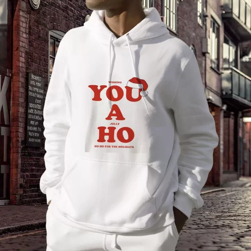 Aesthetic Wishing You A Jolly Ho Hooded Christmas Sweater 1