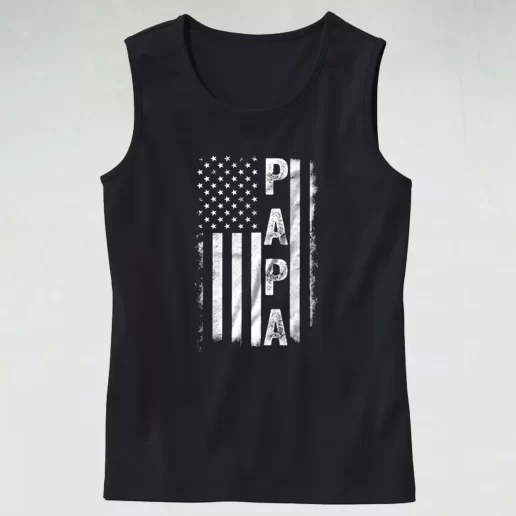 American Flag Us Papa Dad Gym Tank Top 1