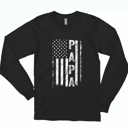 American Flag Us Papa Long Sleeve T Shirt Gift 1