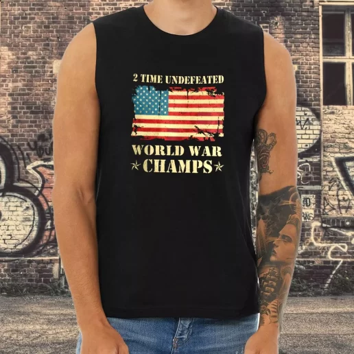 Athletic Tank Top 2 Time Undefeated World War Champs Combat Veterans Day 1