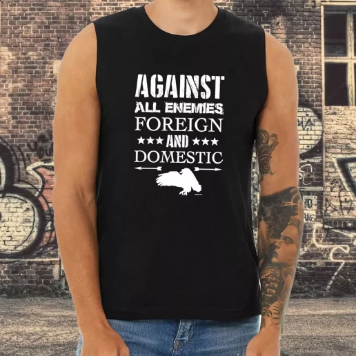 Athletic Tank Top Against All Enemies Foreign and Domestic Combat Veterans Day 1