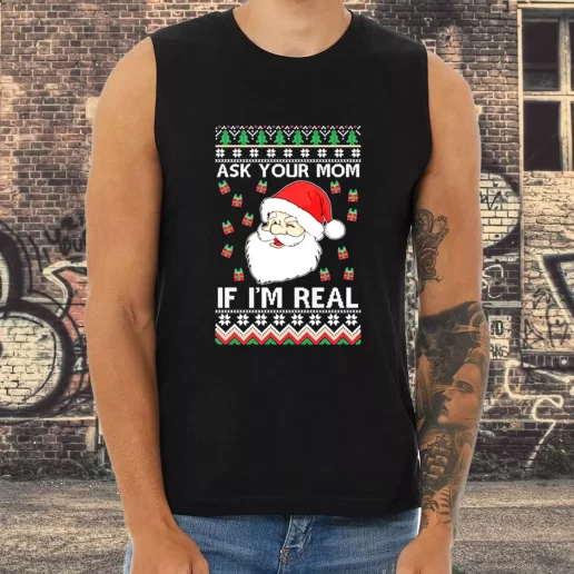 Athletic Tank Top Ask Your Mom If Im Real Santa Claus Xmas Shirt Idea 1