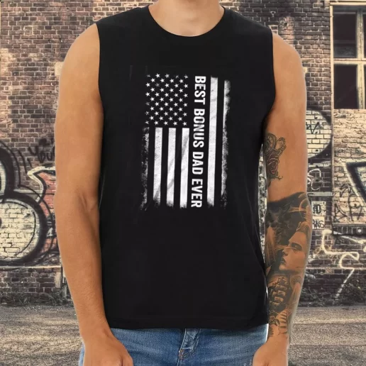 Athletic Tank Top Best Bonus Dad Ever American Flag Dad Gifts From Son 1