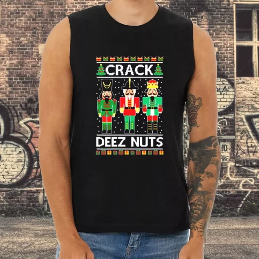 Athletic Tank Top Crack Deez Nuts Xmas Shirt Idea 1