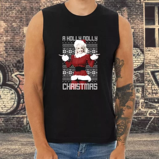 Athletic Tank Top Dolly Parton Holly Dolly Christmas Xmas Shirt Idea 1