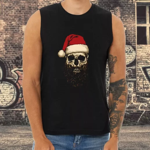 Athletic Tank Top Father Christmas Santa Skull Xmas Shirt Idea 1