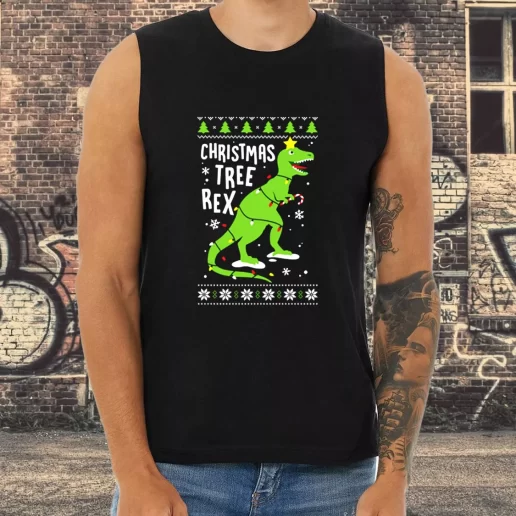 Athletic Tank Top Funny Christmas Tree Rex T Rex Xmas Shirt Idea 1