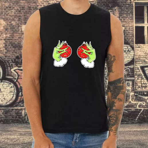 Athletic Tank Top Funny Grinchs Hand Is On The Breast Xmas Shirt Idea 1