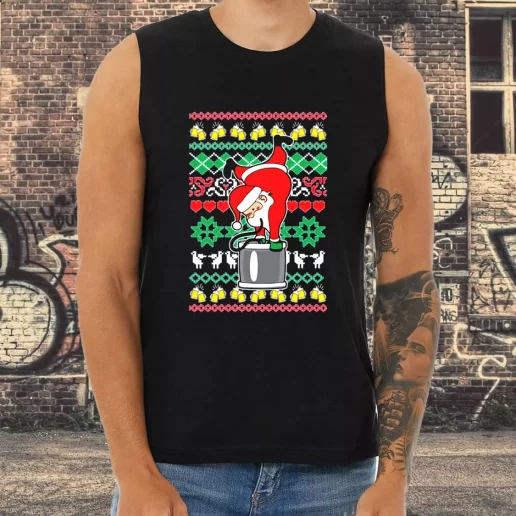 Athletic Tank Top Funny Santa Claus Keg Stand Xmas Shirt Idea 1