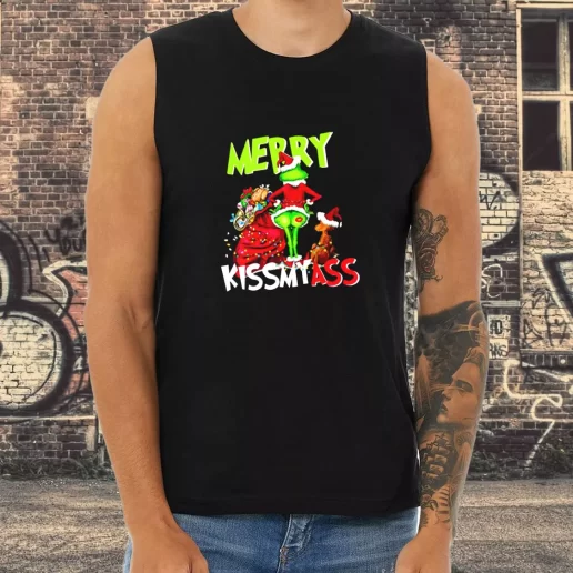 Athletic Tank Top Grinch Merry Kiss My Ass Xmas Shirt Idea 1