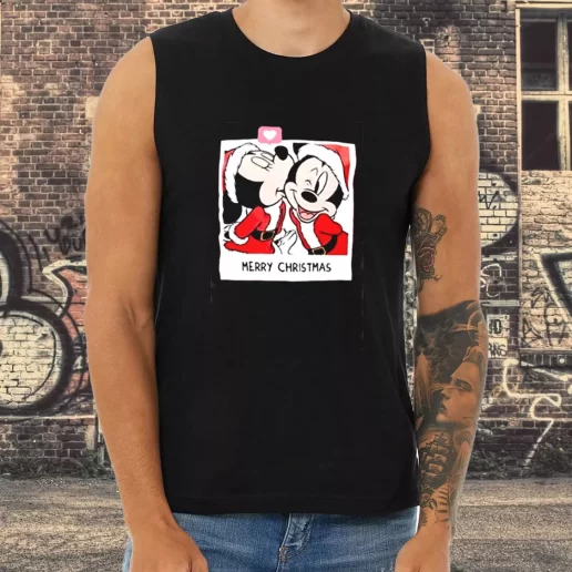 Athletic Tank Top Love SANTA MICKEY MOUSE AND MINNIE Xmas Shirt Idea 1