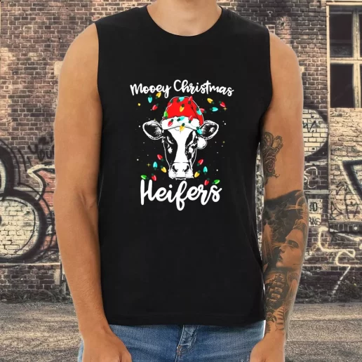 Athletic Tank Top Mooey Christmas Heifers Santa Xmas Lights Cow Xmas Shirt Idea 1