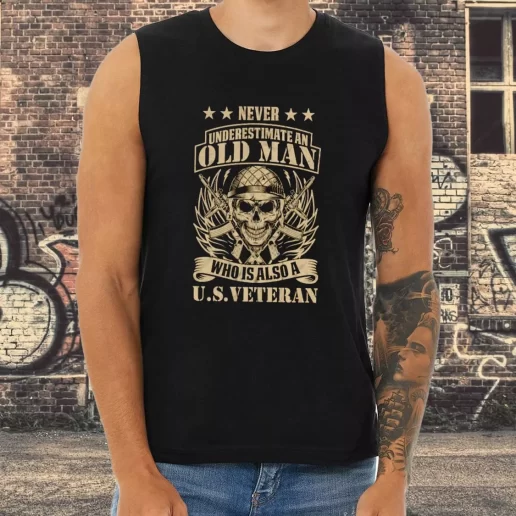 Athletic Tank Top Never Underestimate An Old Man Who Is Also A US Combat Veterans Day 1