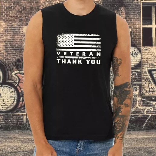 Athletic Tank Top Patriotic American Flag Thank You Combat Veterans Day 1