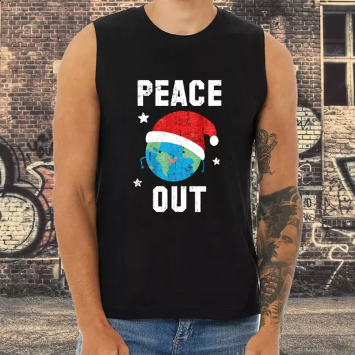 Athletic Tank Top Peace Out Festive Xmas Shirt Idea 1