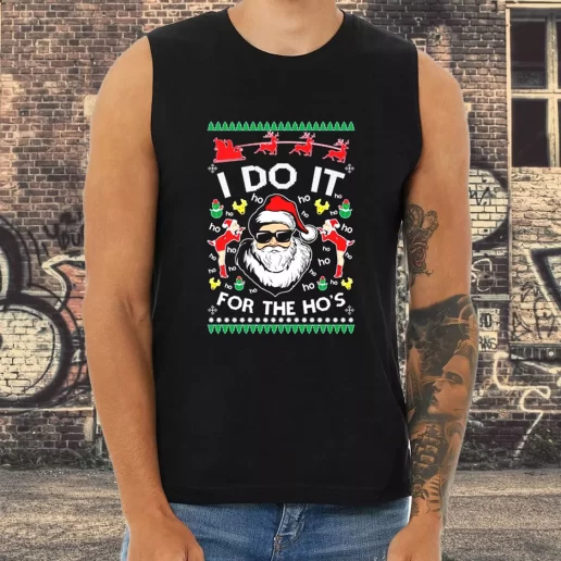 Athletic Tank Top Santa I Do It For The Hos Ugly Xmas Shirt Idea 1