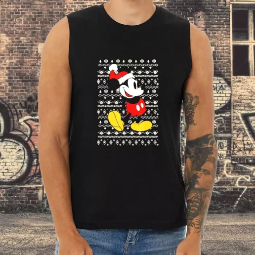 Athletic Tank Top Santa Mickey mouse ugly Christmas Xmas Shirt Idea 1