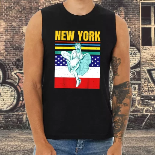 Athletic Tank Top Statue Of Liberty New York Retro America Combat Veterans Day 1