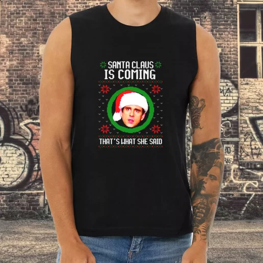 Athletic Tank Top The Office Santa Is Coming Xmas Shirt Idea 1