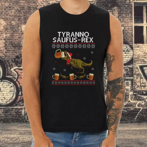 Athletic Tank Top Tyranno Saufus Rex Drink Beer Xmas Shirt Idea 1