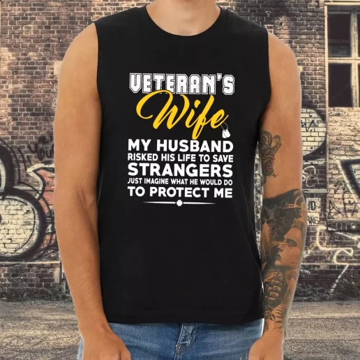 Athletic Tank Top Veterans Wife My Husband Combat Veterans Day 1