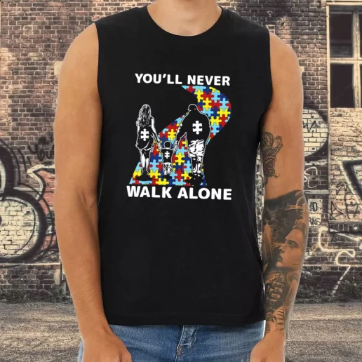 Athletic Tank Top Youll Never Walk Alone Autism Awareness Dad Gifts From Son 1