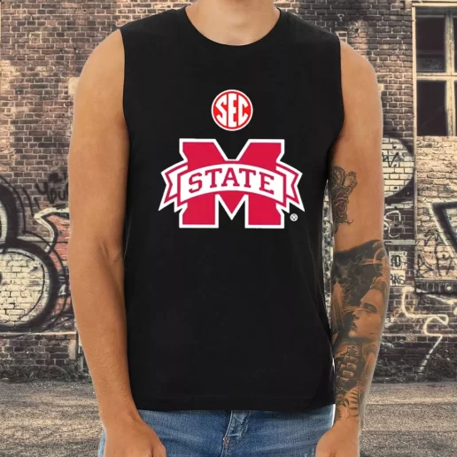 Athletic Tank Top mike leach wearing sec logo and mississippi state 1