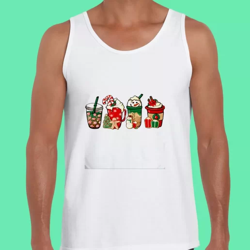 Beach Tank Top Christmas Snowman Latte Coffee Lover Funny Christmas Gift 1