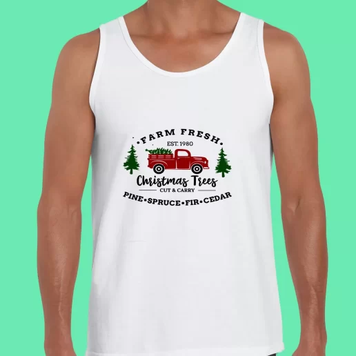 Beach Tank Top Farm Fresh Christmas Trees Truck Funny Christmas Gift 1