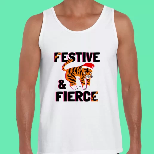 Beach Tank Top Festive And Fierce Funny Christmas Gift 1