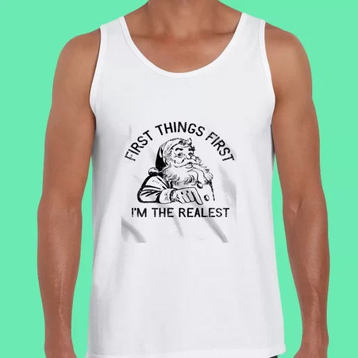 Beach Tank Top First Things First Im The Realest Santa Funny Christmas Gift 1