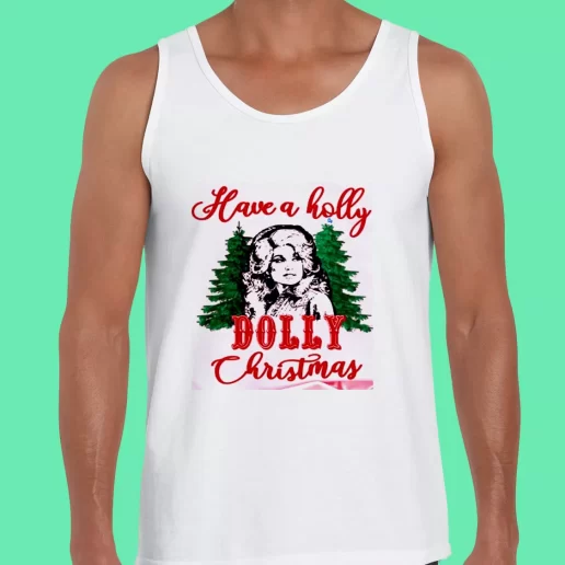 Beach Tank Top Have A Holly Dolly Parton Christmas Funny Christmas Gift 1