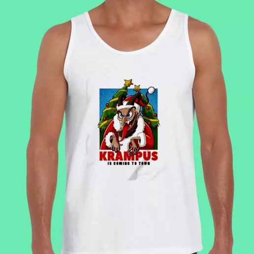 Beach Tank Top Krampus Is Coming To Town Funny Christmas Gift 1